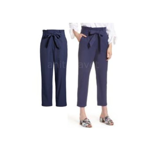 HALOGEN Paperbag Tie Waist Pants Blue - Picture 1 of 4